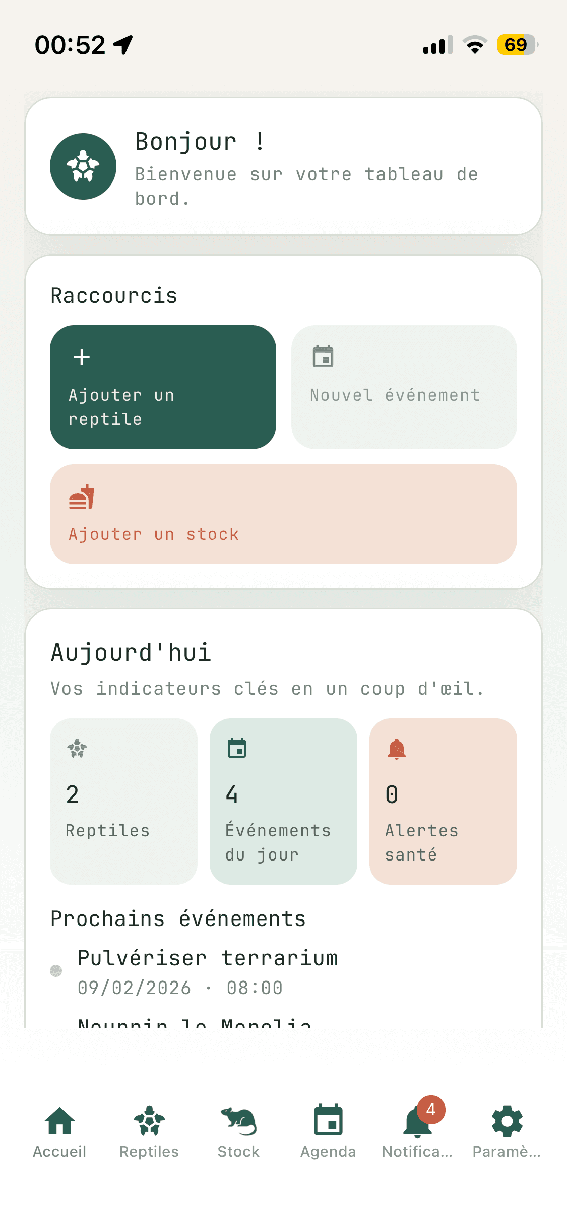 Capture de l’accueil ReptiTrack