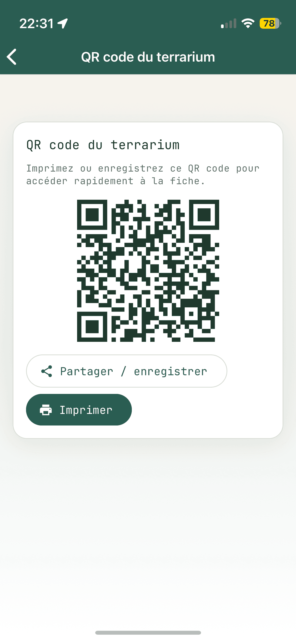 Capture du QR terrarium